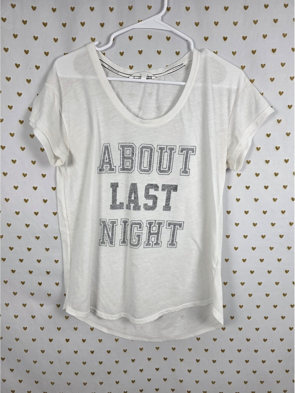 Victorias Secret About last night White Logo Tee shirt Medium